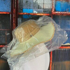 Pistil Lovett Sun Hat Wide Brim Colorblock Straw Frayed Edge